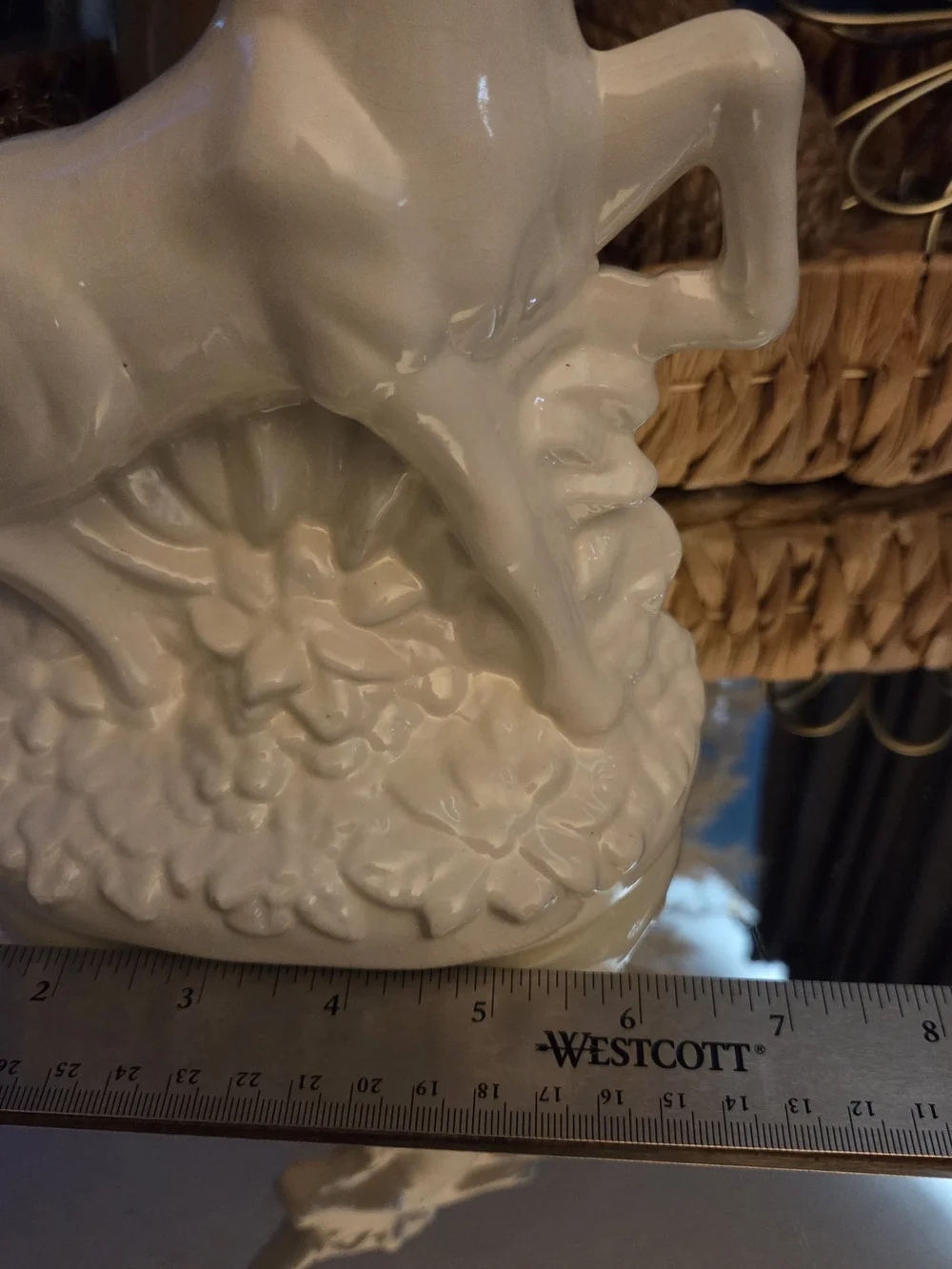 White Ceramic Unicorn Figurine Glossy Fantasy Decor Floral Base Shelf Decor